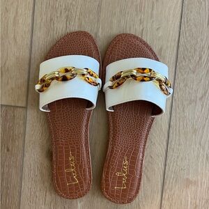 Berty White Chain Slide Sandals